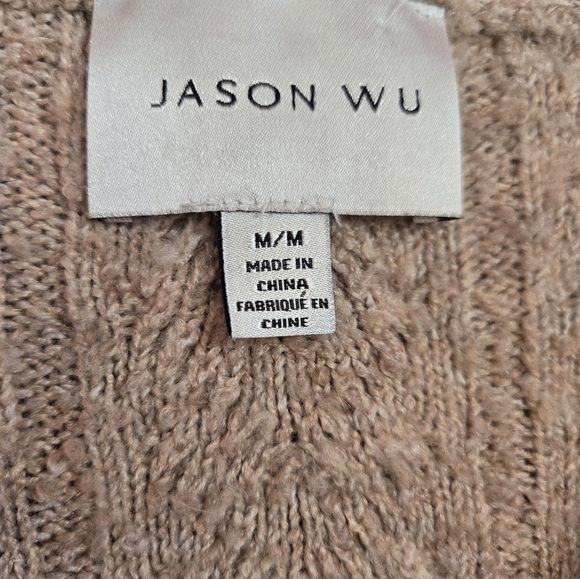 Jason Wu Cable Knit V Neck Sand Sweater. Size Medium - Picture 7 of 11